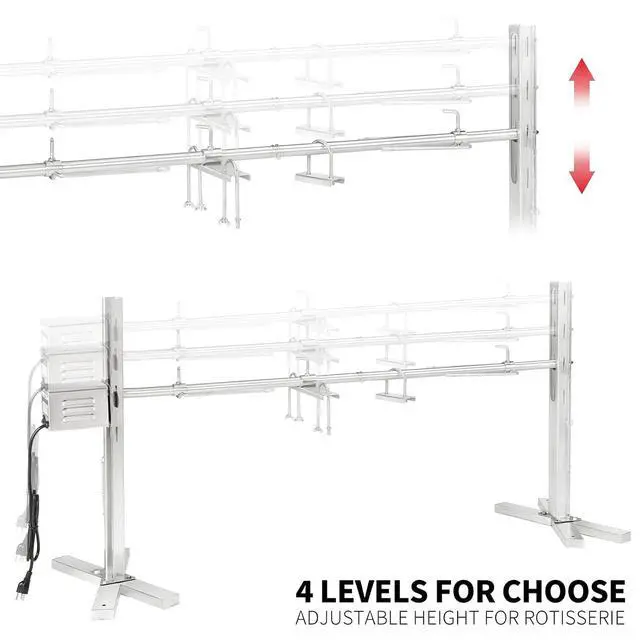 Alt view image 3 of 6 - Electric Rotisserie Grill Kit, 90LBS Pig Spit Rotisserie, Stainless Steel Tripod Stand, 52' Pig Lamb Hooded Roaster, Charcoal Spit with 15W Motor & Height Adjustable for Camping