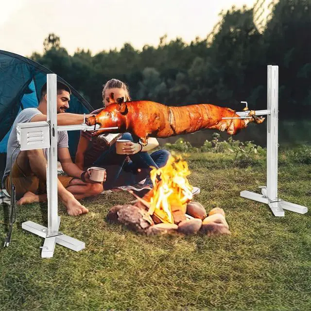 Alt view image 6 of 6 - Electric Rotisserie Grill Kit, 90LBS Pig Spit Rotisserie, Stainless Steel Tripod Stand, 52' Pig Lamb Hooded Roaster, Charcoal Spit with 15W Motor & Height Adjustable for Camping