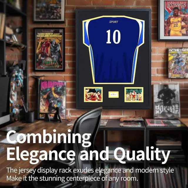 Alt view image 2 of 7 - Jersey Frame Display Case, Jersey Frame with Photo Slots, Shirt Display Shadow Box, Signature Display Slot, 98% UV Protection, Football Basketball Soccer (2-Pack)