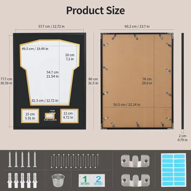 Alt view image 3 of 7 - Jersey Frame Display Case, Jersey Frame with Photo Slots, Shirt Display Shadow Box, Signature Display Slot, 98% UV Protection, Football Basketball Soccer (2-Pack)