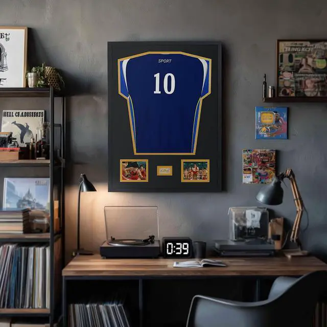 Alt view image 7 of 7 - Jersey Frame Display Case, Jersey Frame with Photo Slots, Shirt Display Shadow Box, Signature Display Slot, 98% UV Protection, Football Basketball Soccer (2-Pack)