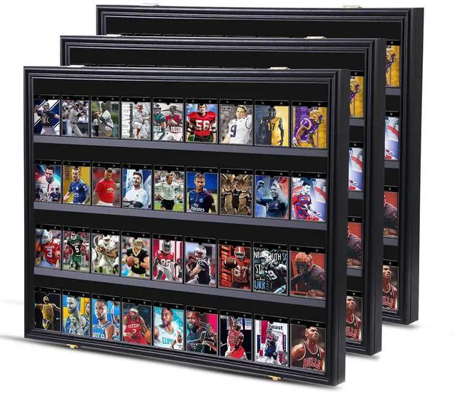 Main image of 36 Graded Sports Card Display Case, Baseball Card Display Case, Trading Card Display Case Football Cards, 98% UV Protection, Acrylic, Lockable (Horizontal 3 Pack)