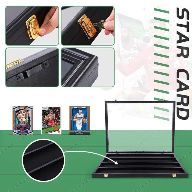 Alt view image 3 of 6 - 36 Graded Sports Card Display Case, Baseball Card Display Case, Trading Card Display Case Football Cards, 98% UV Protection, Acrylic, Lockable (Horizontal 3 Pack)