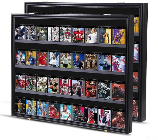 Main image of 36 Graded Sports Card Display Case, Baseball & Trading Card Display, UV Protection Acrylic Lockable (Horizontal 2 Pack)