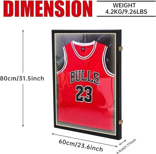 Alt view image 6 of 6 - Jersey Frame Display Case with Lights, Jersey Shadow Box Display Case, Football Jersey Case with LED, 98% UV Protection, Valet Pinboard, Acrylic, Basketball (LED 3 Pack)
