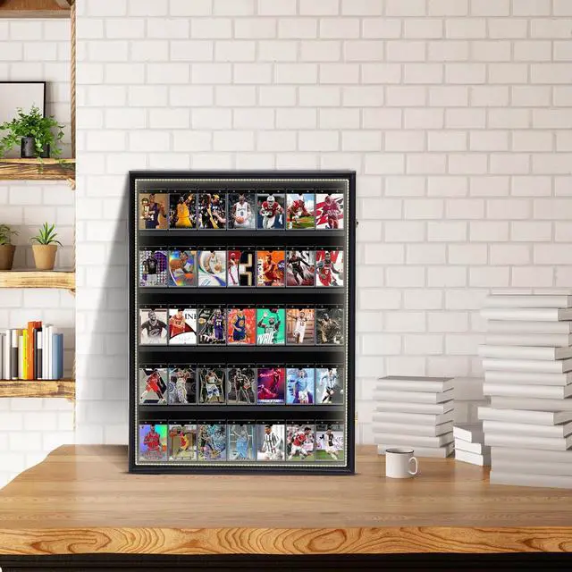 Alt view image 2 of 7 - Baseball Card Display Case, Sports Card Holder, with LED Light Graded Sports Card Display Case, Trading Card Display Case, 98% UV Protection, 35 Cards, Lockable (LED Vertical 2 Pack)