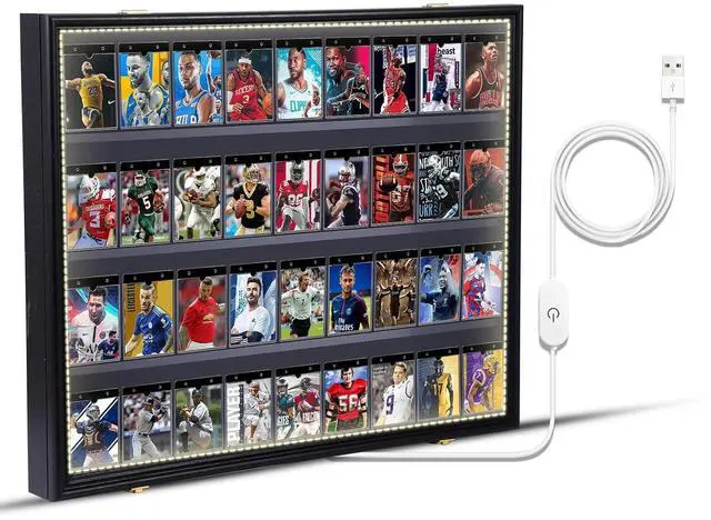Main image of Sports Card Display, Baseball Card Display Case, with LED Light, Sports Card Holder, Graded Card Trading Card Display Case, 98% UV Protection, 36 Cards, Lockable (LED Horizontal 1 Pack)