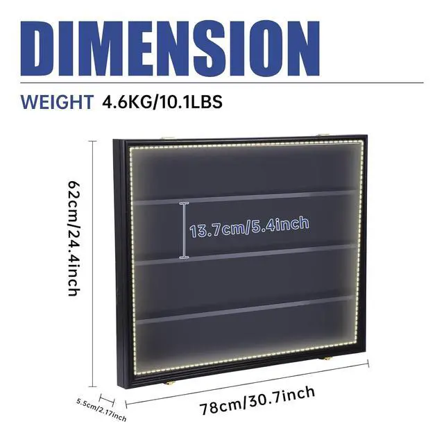 Alt view image 5 of 7 - Sports Card Display, Baseball Card Display Case, with LED Light, Sports Card Holder, Graded Card Trading Card Display Case, 98% UV Protection, 36 Cards, Lockable (LED Horizontal 3 Pack)