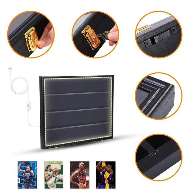 Alt view image 3 of 7 - Sports Card Display, Baseball Card Display Case, with LED Light, Sports Card Holder, Graded Card Trading Card Display Case, 98% UV Protection, 36 Cards, Lockable (LED Horizontal 3 Pack)