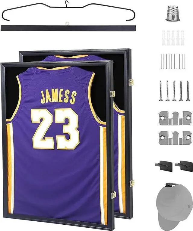 Main image of Jersey Frame Display Case, Jersey Shadow Box T Shirt Sweater Display Case, with 98% UV Protection, Hangers, Valet Pinboard, Acrylic, for Basketball Football Baseball (2 Pack)