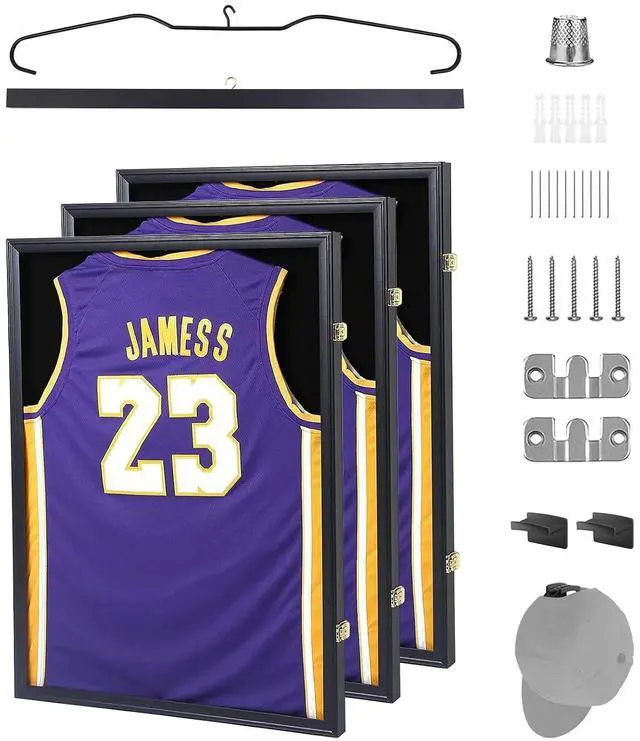 Main image of Jersey Frame Display Case, Jersey Shadow Box T Shirt Sweater Display Case, with 98% UV Protection, Hangers, Valet Pinboard, Acrylic, for Basketball Football Baseball (3 Pack)