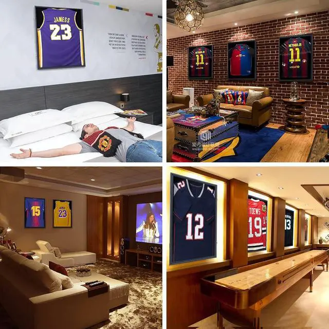 Alt view image 7 of 7 - Jersey Frame Display Case, Jersey Shadow Box Display Case, Football Jersey Display Case, with 98% UV Protection, Hangers, Valet Pinboard, Acrylic, Basketball (Rectangular Four Piece)