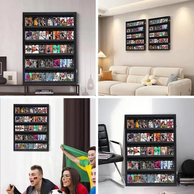 Alt view image 3 of 7 - Jersey Frame Display Case, Jersey Frame, Jersey Display Case, Wood with 98% UV Protection Plexiglass + Baseball Card Display Case, 35 Graded Sports Card Display Case