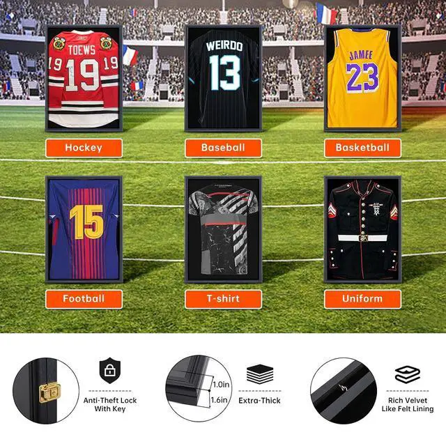 Alt view image 5 of 7 - Jersey Frame Display Case 2 Pack, LED Shadow Box Display Cases + Jersey Frame Display Case 1 Pack, Shadow Box Display Cases
