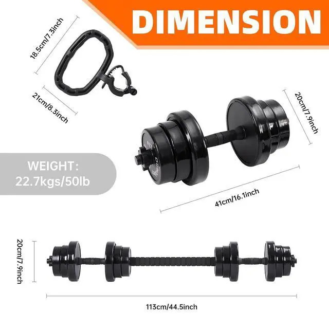 Alt view image 7 of 7 - Weights, Dumbbell Set, Kettlebells, Adjustable Dumbbells, Barbell Weight Set, 20-40-50-70LB 3-in-1 set, Non-Slip, All-purpose