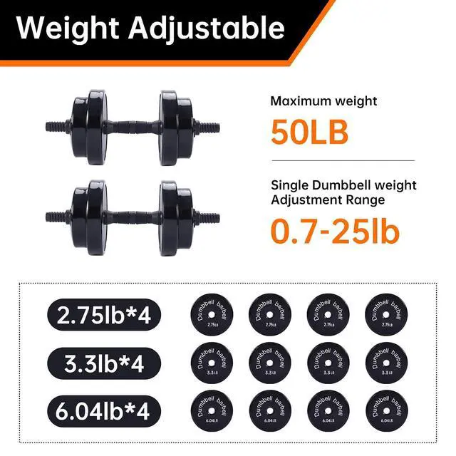 Alt view image 3 of 7 - Weights, Dumbbell Set, Kettlebells, Adjustable Dumbbells, Barbell Weight Set, 20-40-50-70LB 3-in-1 set, Non-Slip, All-purpose