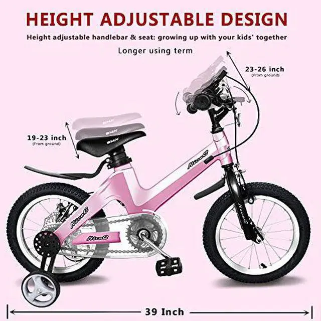 Alt view image 3 of 6 - Training Wheel Bike, Kids Bike Boys Girls, BMX Mountain with Dual Disc Brake 12-14-16-18 inch