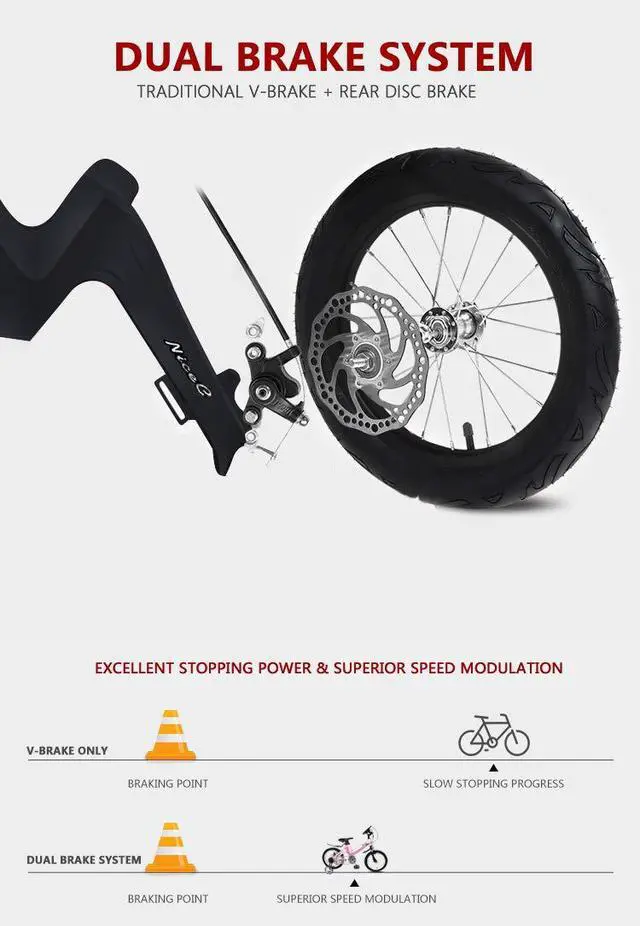 Alt view image 4 of 5 - Training Wheel Bike, Kids Bike Boys Girls, BMX Mountain with Dual Disc Brake 12-14-16-18 inch