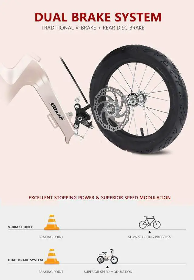 Alt view image 5 of 6 - Training Wheel Bike, Kids Bike Boys Girls, BMX Mountain with Dual Disc Brake 12-14-16-18 inch