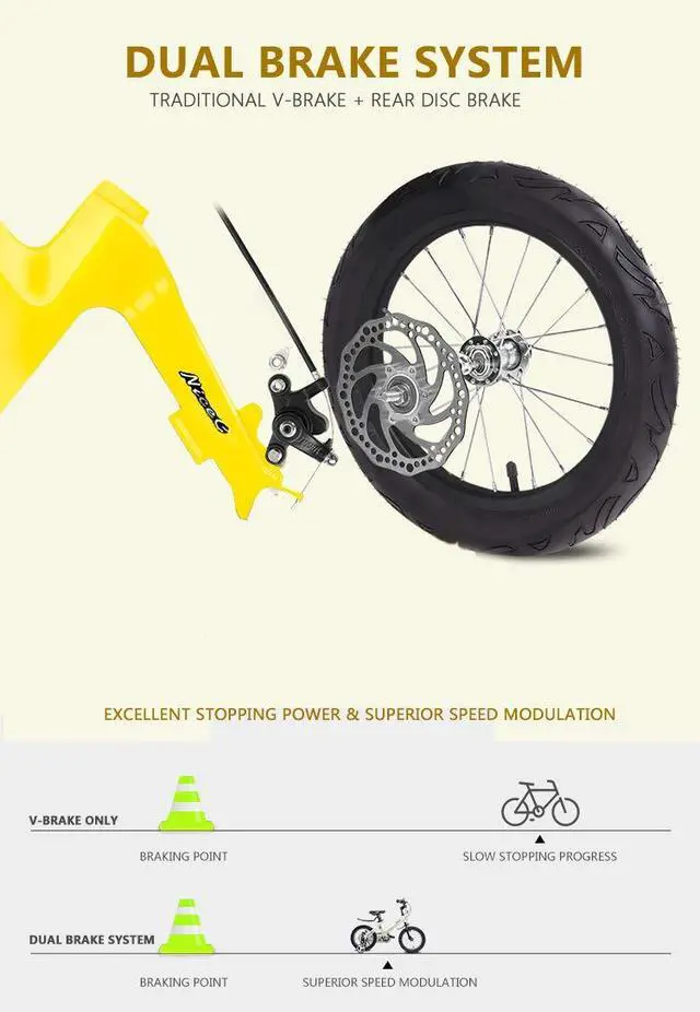Alt view image 3 of 6 - Training Wheel Bike, Kids Bike Boys Girls, BMX Mountain with Dual Disc Brake 12-14-16-18 inch