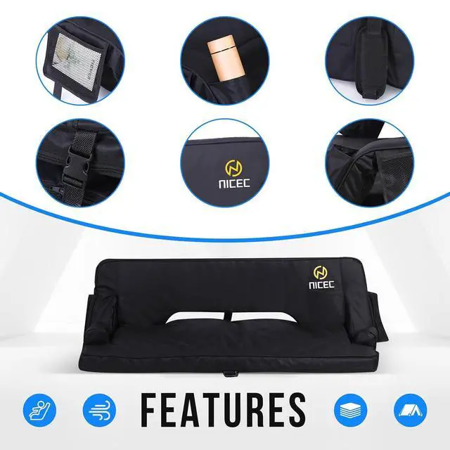 Alt view image 4 of 7 - Oversized Stadium Seats with Back Support, Bleacher Seats, Stadium Chairs with Back and Cushion, Floor Chair, Foldable, Thick Padding