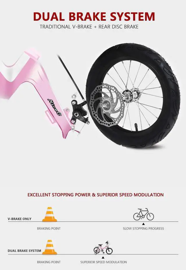 Alt view image 5 of 6 - Training Wheel Bike, Kids Bike Boys Girls, BMX Mountain with Dual Disc Brake 12-14-16-18 inch