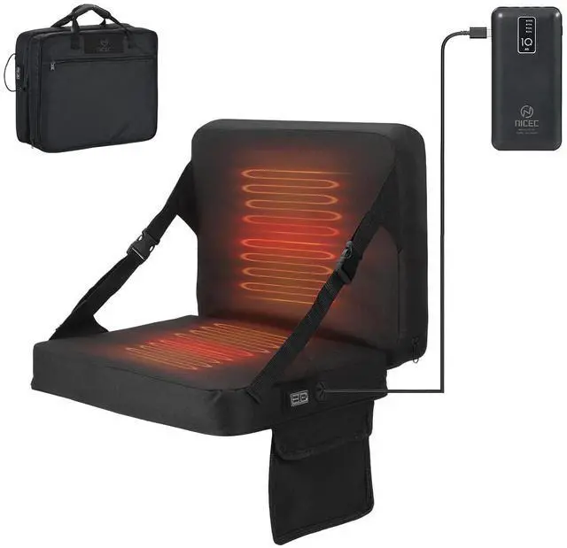 Main image of Heated Stadium Seat, Heated Seat Cushion, Heated Bleacher Seats, Stadium Seats with Back, Foldable and Lightweight, Thick Padded with Carry Handle, 10000mAh Power Bank Included