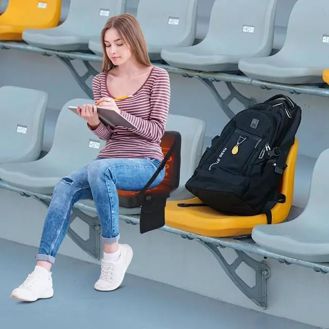 Alt view image 6 of 7 - Heated Stadium Seat, Heated Seat Cushion, Heated Bleacher Seats, Stadium Seats with Back, Foldable and Lightweight, Thick Padded with Carry Handle, 10000mAh Power Bank Included