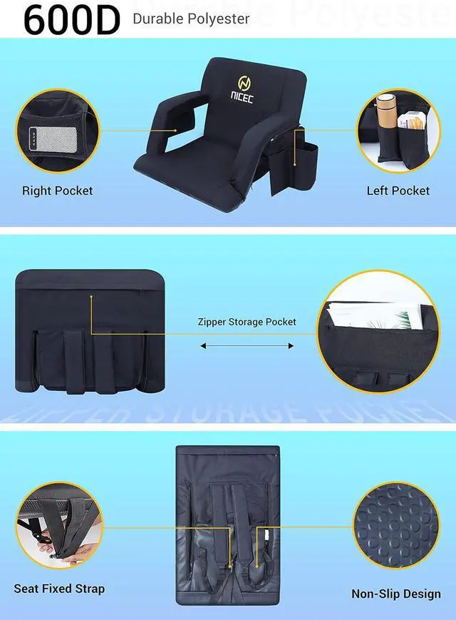 Alt view image 6 of 7 - Upgrade Stadium Seat (2 Pack) + Extra Thick Stadium Seat