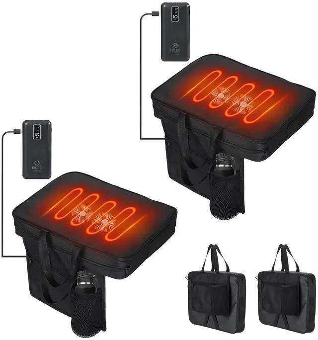 Main image of Heated Seat Cushion, Heated Stadium Seat, Heated Seat, Heated Massage Bleacher Cushion with Carry Handle, Cup Holder for Stadium, Bleachers, Camping (2-Pack)
