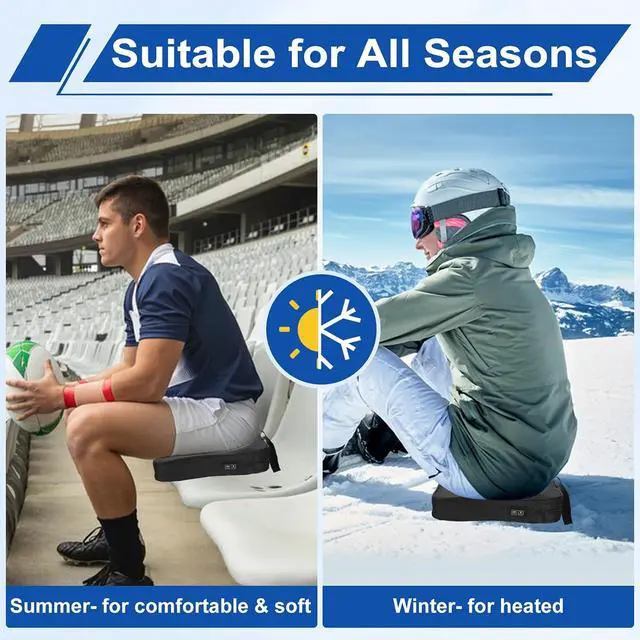 Alt view image 3 of 7 - Heated Seat Cushion, Heated Stadium Seat, Heated Seat, Heated Massage Bleacher Cushion with Carry Handle, Cup Holder for Stadium, Bleachers, Camping (2-Pack)