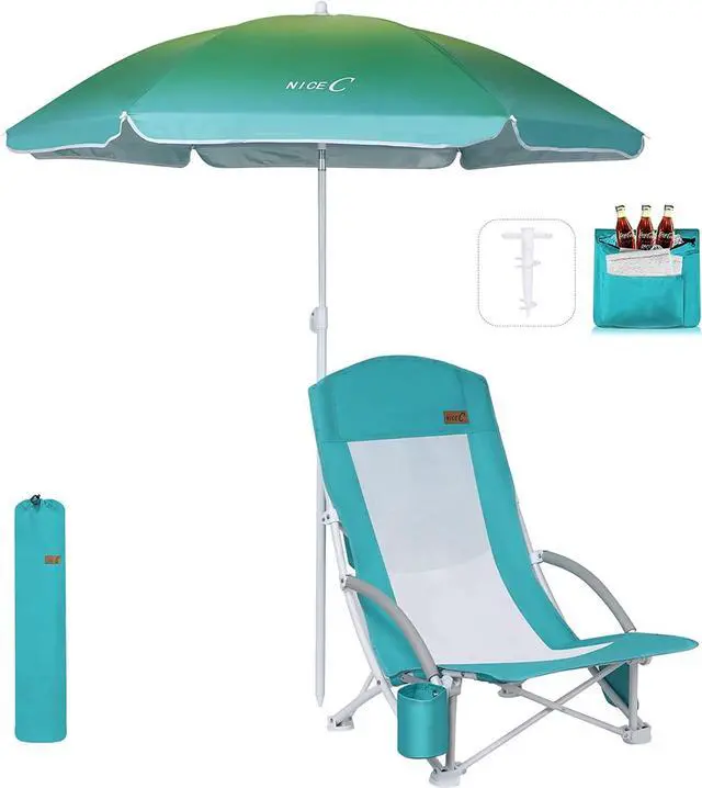 Main image of Beach Chairs with Umbrella and Cooler + Backpack Beach Chair with Umbrella