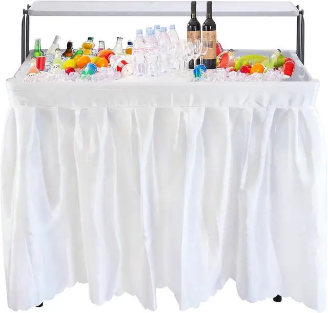 Main image of Beach Wagon, Heavy Duty Folding Cart with 9" Balloon Wheels, 220 lbs Capacity, Adjustable Handle + 4 ft Folding Ice Table, Party Cooler, Cooler Table, Tables with Drain, Party Tables