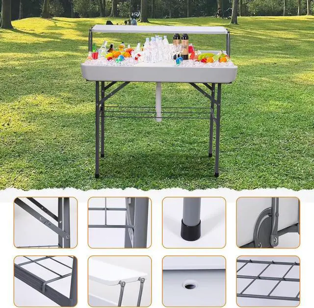 Alt view image 5 of 6 - 4 ft Folding Ice Cooler Table, Party Cooler, Grazing Table, Tables with Drain, Bar Cooler Tables & Camping Stove, Portable Camping Stove Propane, 2 Burner Propane Gas Stove, Mini Propane Grill