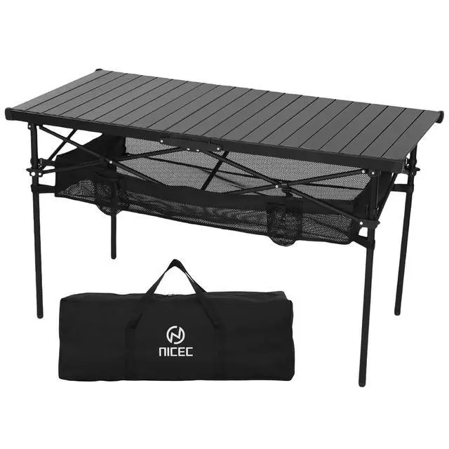 Alt view image 6 of 7 - Portable Aluminum Lightweight Roll-up Top Indoor&Outdoor Table Camping Kitchen Table, Upgrade Light Stand and Windshield Cooking Station