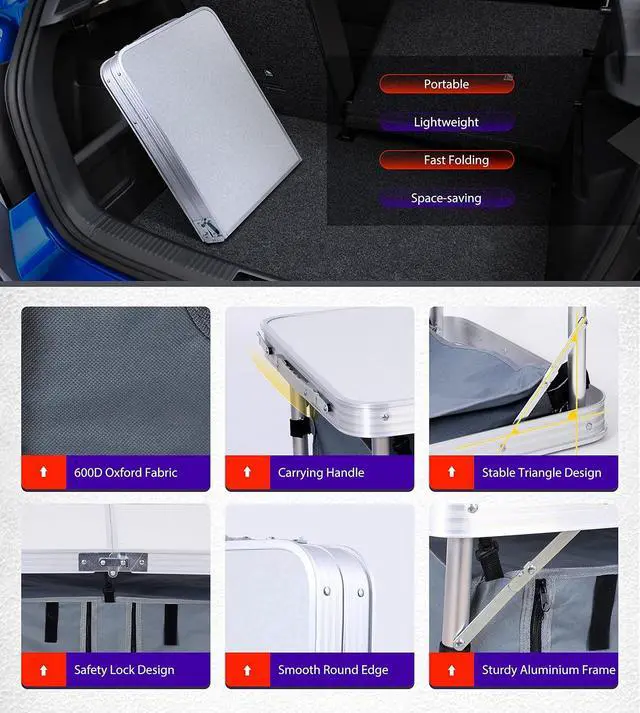 Alt view image 5 of 7 - Camping Storage Table + Grill Foldable Table