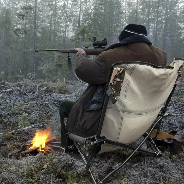 Alt view image 2 of 7 - Hunting Chair, Low Camping Chairs, Turkey Hunting Strutter Chair, Folding Backpacking with Cup Holder & Carry Strap Compact & Heavy Duty, Travel, Picnic (1 Pack)
