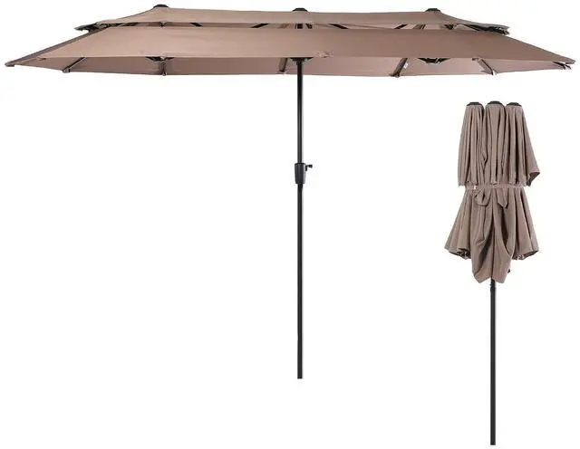 Main image of 13-15FT Large Double Sided Patio Umbrella, Double Layer Market Rectangle Umbrella, Large Deck Umbrella With Crank For Outdoor Poolside Backyard Pool Garden