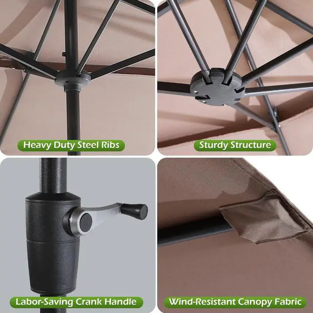 Alt view image 3 of 7 - 13-15FT Large Double Sided Patio Umbrella, Double Layer Market Rectangle Umbrella, Large Deck Umbrella With Crank For Outdoor Poolside Backyard Pool Garden