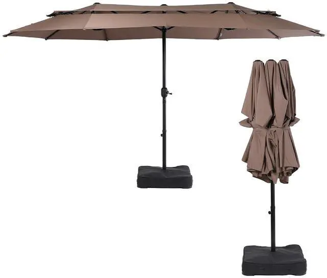 Main image of 13-15FT Large Double Sided Patio Umbrella, Double Layer Market Rectangle Umbrella, Large Deck Umbrella With Crank For Outdoor Poolside Backyard Pool Garden