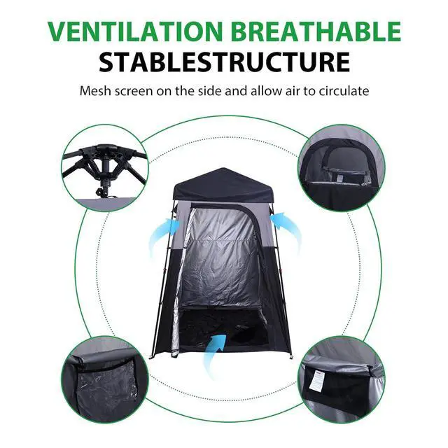 Alt view image 3 of 7 - Camping Shower Tent + Beach Chair with Umbrella Cooler