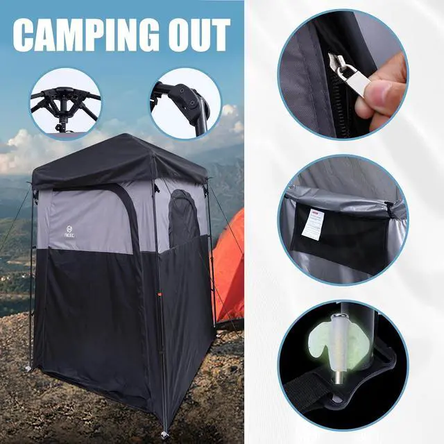 Alt view image 5 of 7 - Camping Shower Tent, Instant Pop Up Privacy Changing Tent, Outdoor Shower Enclosure, Toilet Tents, Camping Bathroom, Oversize (Square, 1 Room)