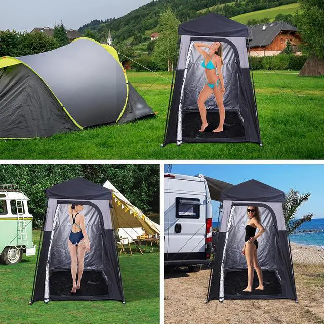 Alt view image 4 of 7 - Camping Shower Tent, Instant Pop Up Privacy Changing Tent, Outdoor Shower Enclosure, Toilet Tents, Camping Bathroom, Oversize (Square, 1 Room)