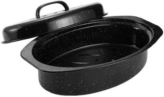 Main image of 13 Granite Roasting Pan,Enameled Oval Roasting Pan with Domed Lid, Oval Turkey Roaster Pot, Broiler Pan Great - For Roasted Turkey, Chicken, Lamb, Vegetables 2026 Update
