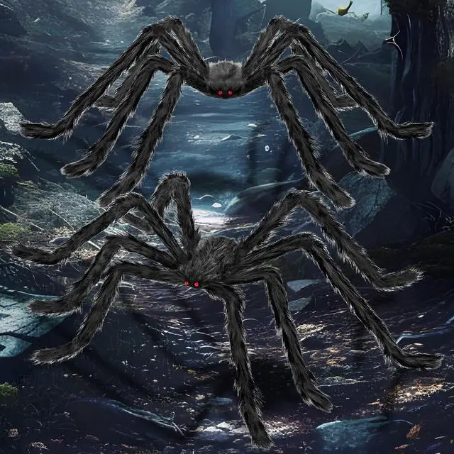 Alt view image 7 of 7 - Halloween Decorations Outdoor and Indoor,2pcs 78" Giant Spider Decorations,Scary Large Spider Props for Yard Lawn,Halloween Party Decorations,Haunted House Decor,Black