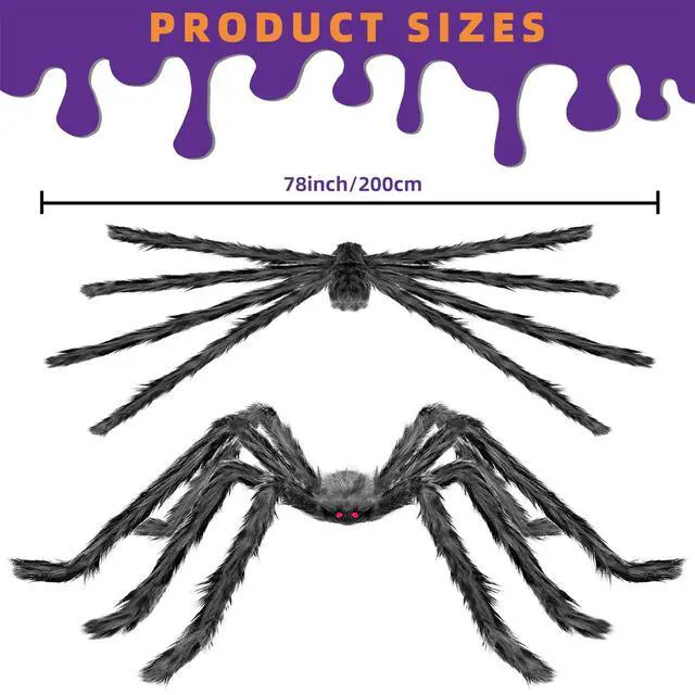 Alt view image 3 of 7 - Halloween Decorations Outdoor and Indoor,78" Giant Spider Decorations,Scary Large Spider Props for Yard Lawn,Halloween Party Decorations,Haunted House Decor,Sliver