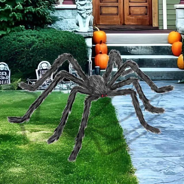 Alt view image 2 of 7 - Halloween Decorations Outdoor and Indoor,78" Giant Spider Decorations,Scary Large Spider Props for Yard Lawn,Halloween Party Decorations,Haunted House Decor,Sliver