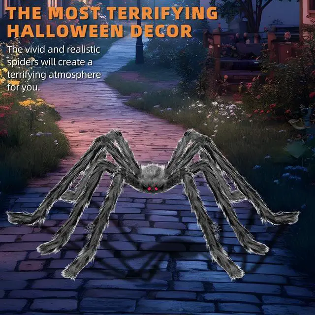 Alt view image 6 of 7 - Halloween Decorations Outdoor and Indoor,78" Giant Spider Decorations,Scary Large Spider Props for Yard Lawn,Halloween Party Decorations,Haunted House Decor,Sliver
