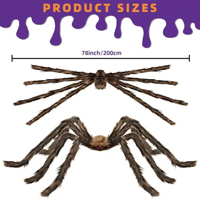 Alt view image 3 of 7 - Halloween Decorations Outdoor and Indoor,78" Giant Spider Decorations,Scary Large Spider Props for Yard Lawn,Halloween Party Decorations,Haunted House Decor,Golden