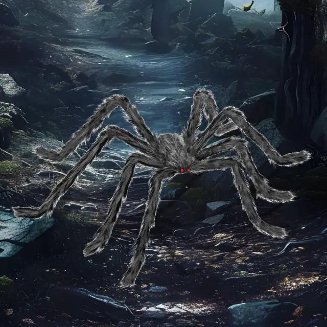 Alt view image 7 of 7 - Halloween Decorations Outdoor and Indoor,78" Giant Spider Decorations,Scary Large Spider Props for Yard Lawn,Halloween Party Decorations,Haunted House Decor,Sliver